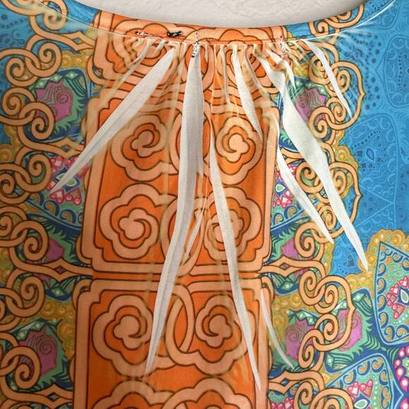 Apt 9 Women’s Paisley Boho Print Short Sleeve Top Small Poly Spandex - Picture 8 of 11